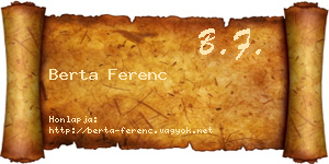 Berta Ferenc névjegykártya